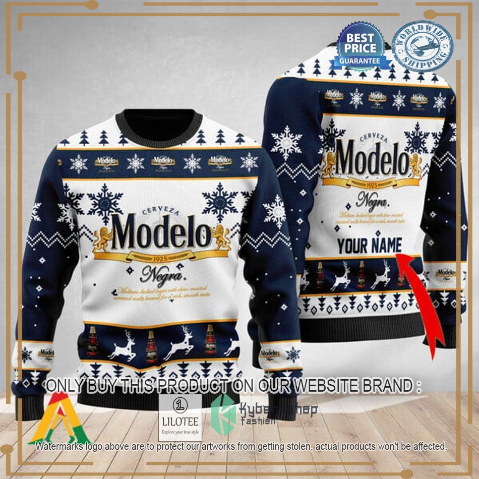 personalized modelo beer christmas ugly christmas sweater 1 14375