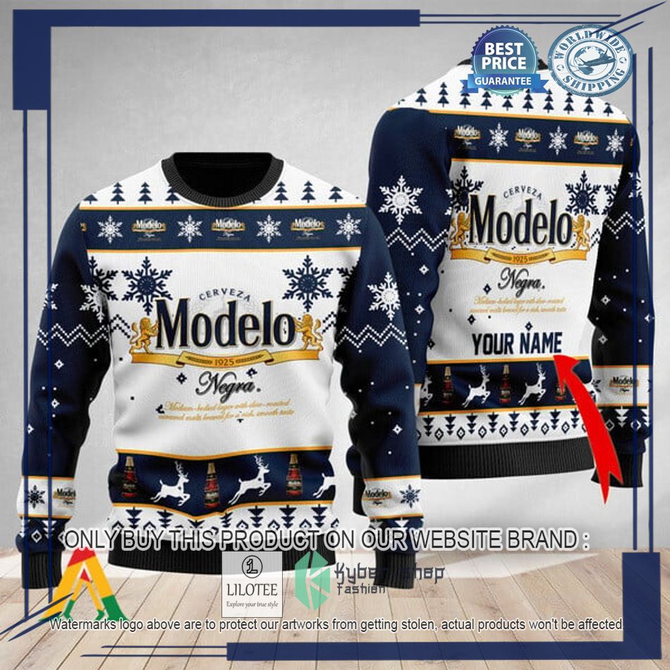 personalized modelo beer christmas ugly christmas sweater 1 31183