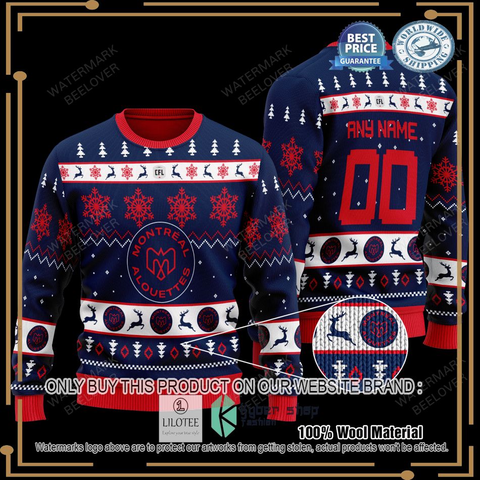 personalized montreal alouettes blue christmas sweater 1 82998