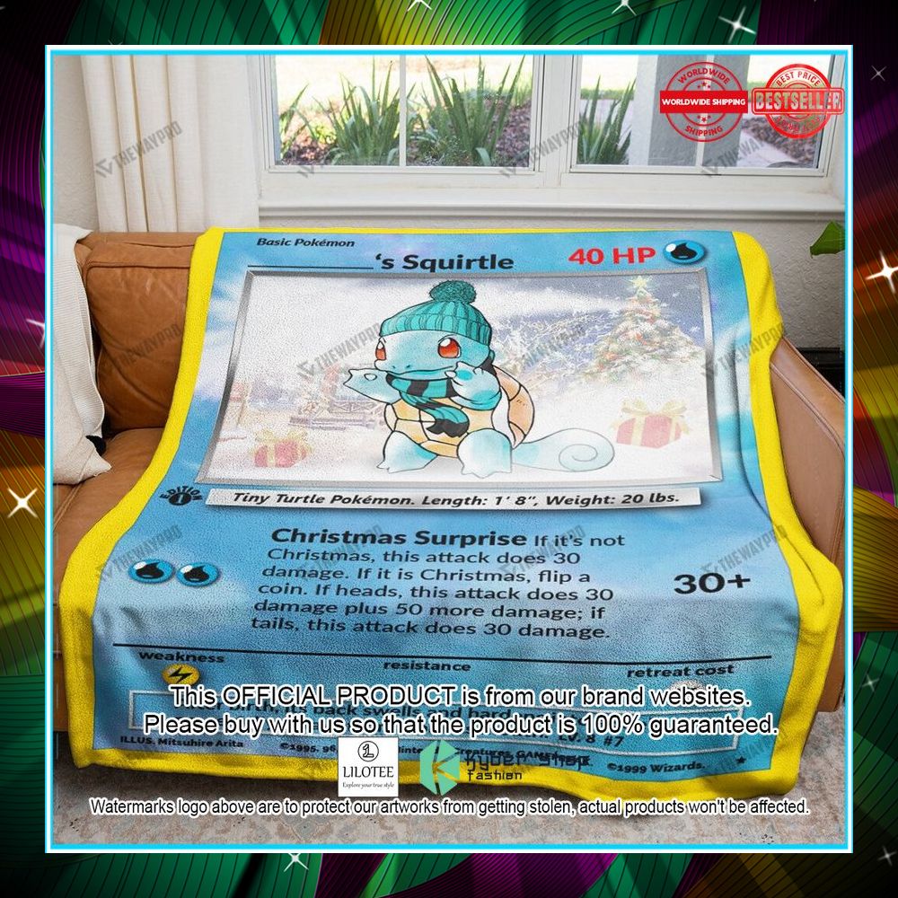 personalized name christmas squirtle blanket 1 853