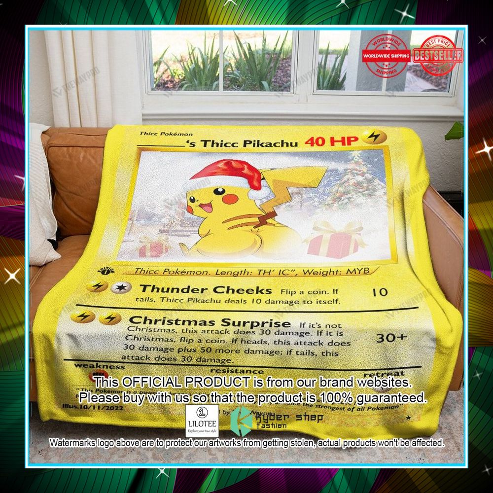 personalized name christmas thicc pikachu blanket 1 269