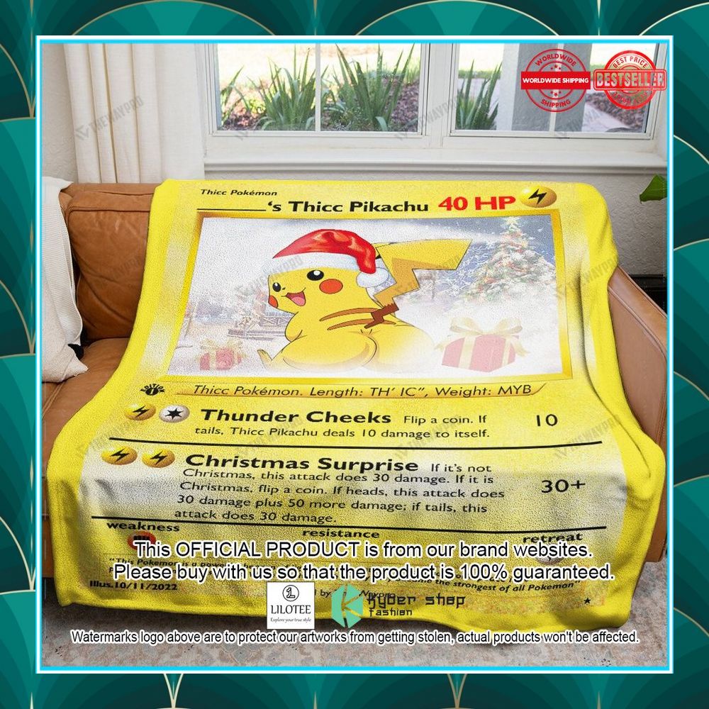 personalized name christmas thicc pikachu blanket 1 793