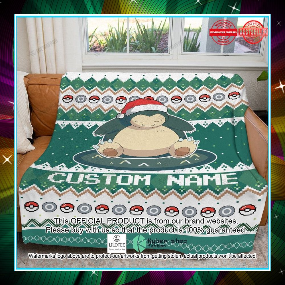personalized name snorlax christmas blanket 1 969