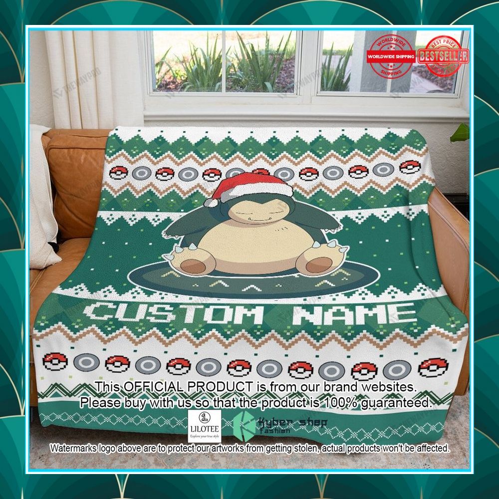 personalized name snorlax christmas blanket 1 990
