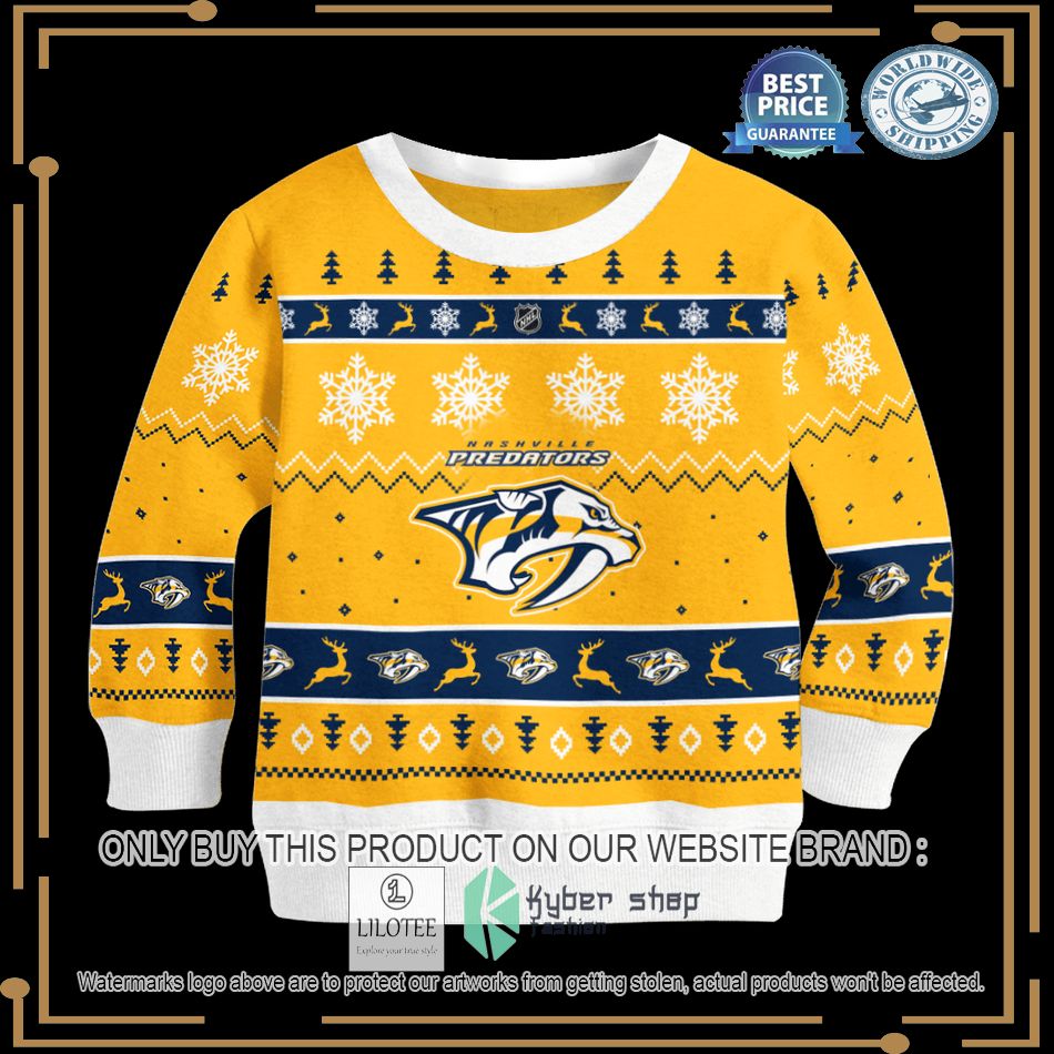 personalized nashville predators yellow christmas sweater 2 73456