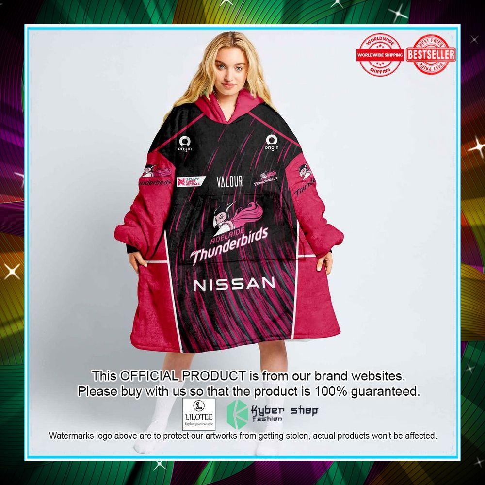 personalized netball adelaide thunderbirds oodie blanket hoodie 1 652