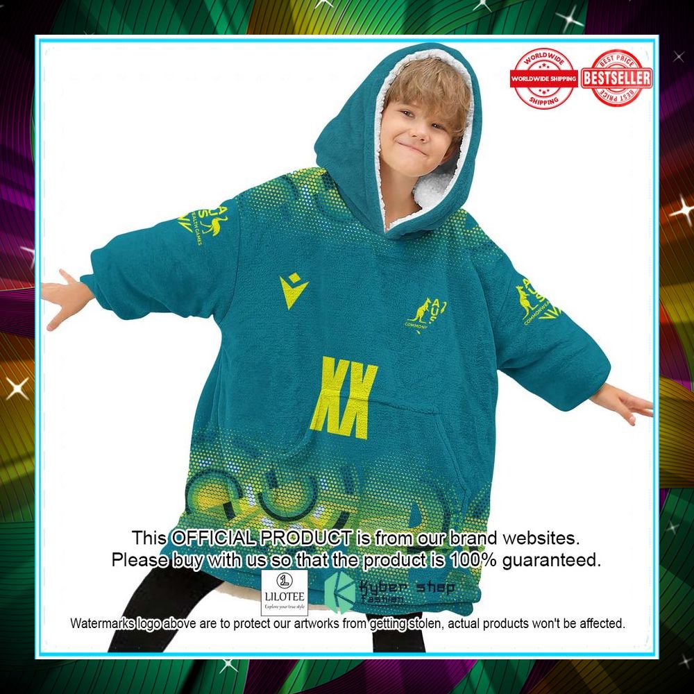personalized netball australia diamonds blue oodie blanket hoodie 2 867
