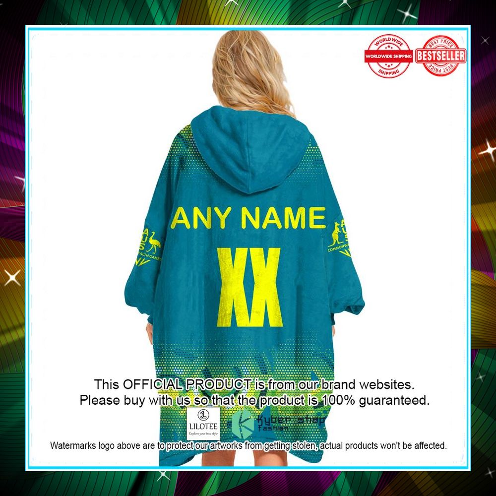personalized netball australia diamonds blue oodie blanket hoodie 3 776