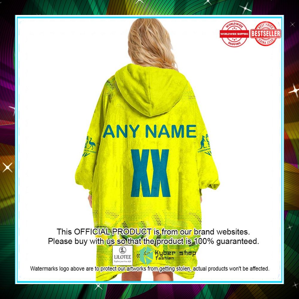 personalized netball australia diamonds yellow oodie blanket hoodie 3 782