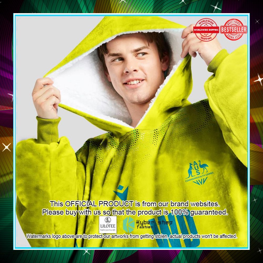 personalized netball australia diamonds yellow oodie blanket hoodie 4 524