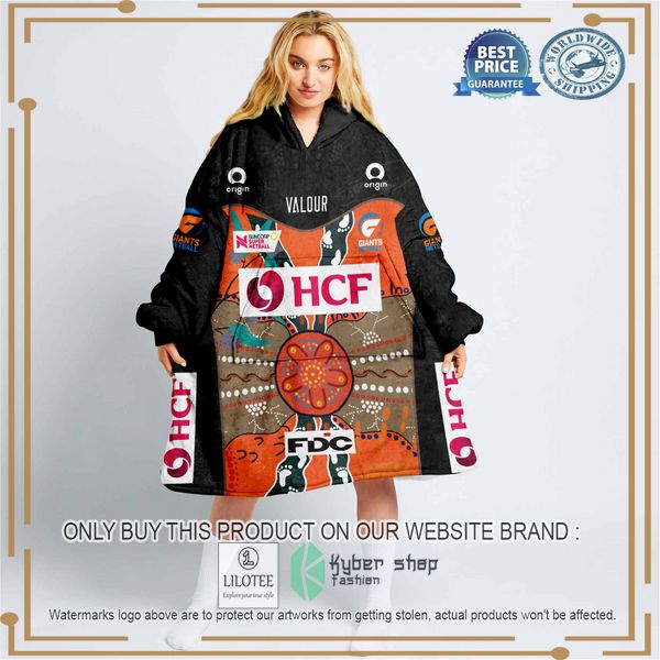 personalized netball giants indigenous oodie blanket hoodie 1 17533