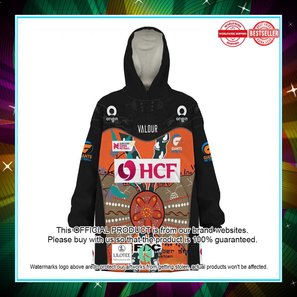 personalized netball giants indigenous oodie blanket hoodie 4 650