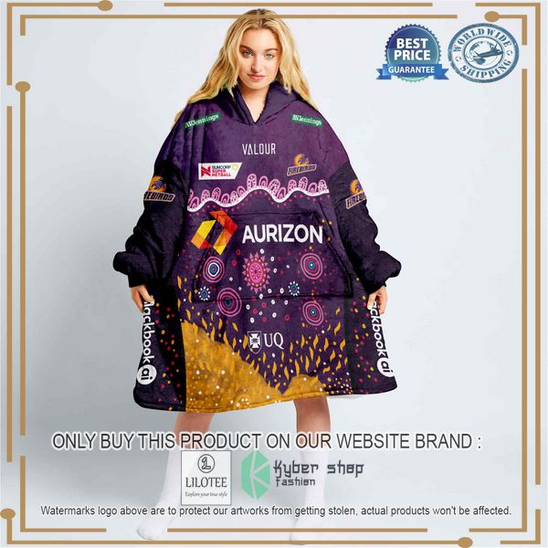 personalized netball queensland firebirds indigenous oodie blanket hoodie 1 58096