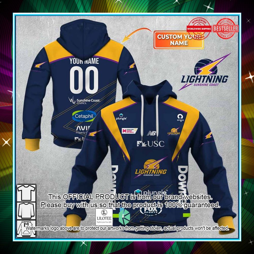 personalized netball sunshine coast lightning jersey 2022 hoodie shirt 1 702