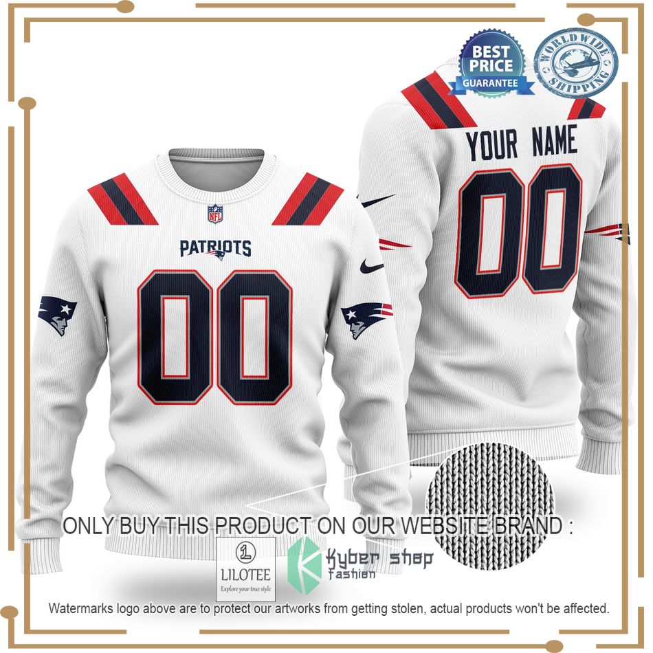 personalized new england patriots nfl white wool sweater 1 14920