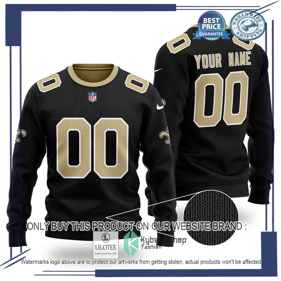 personalized new orleans saints nfl black wool sweater 1 17895