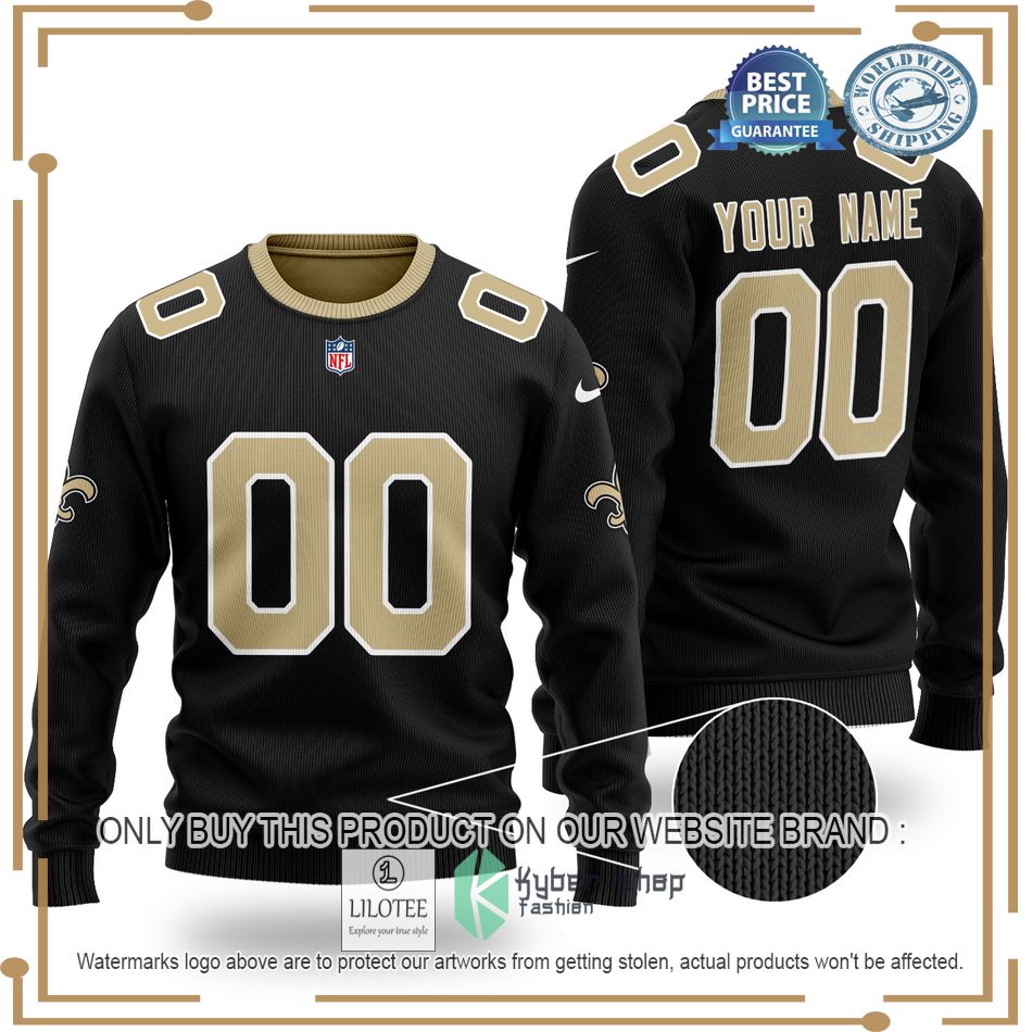 personalized new orleans saints nfl black wool sweater 1 47119