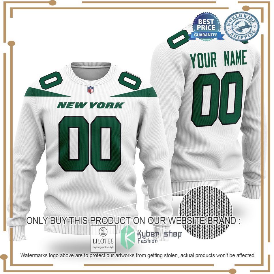 personalized new york jets nfl white wool sweater 1 3867