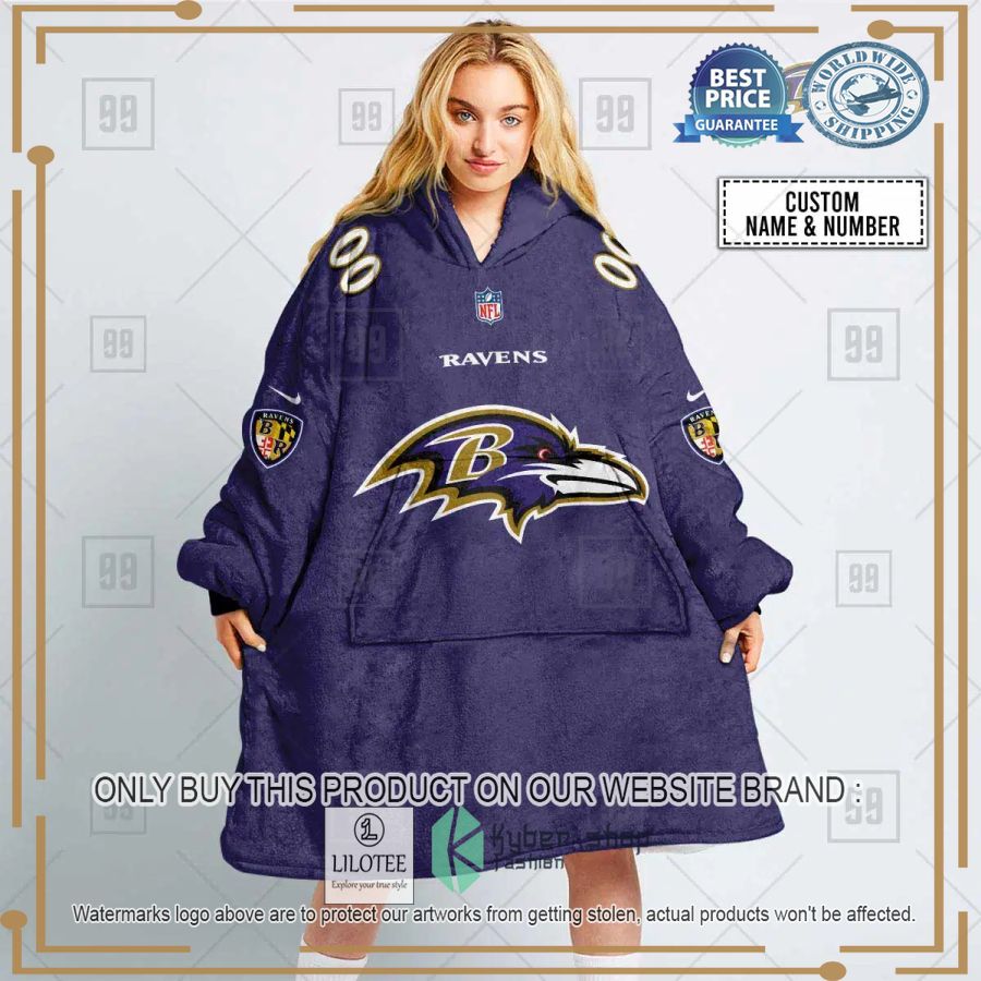 personalized nfl baltimore ravens oodie blanket hoodie 1 61347