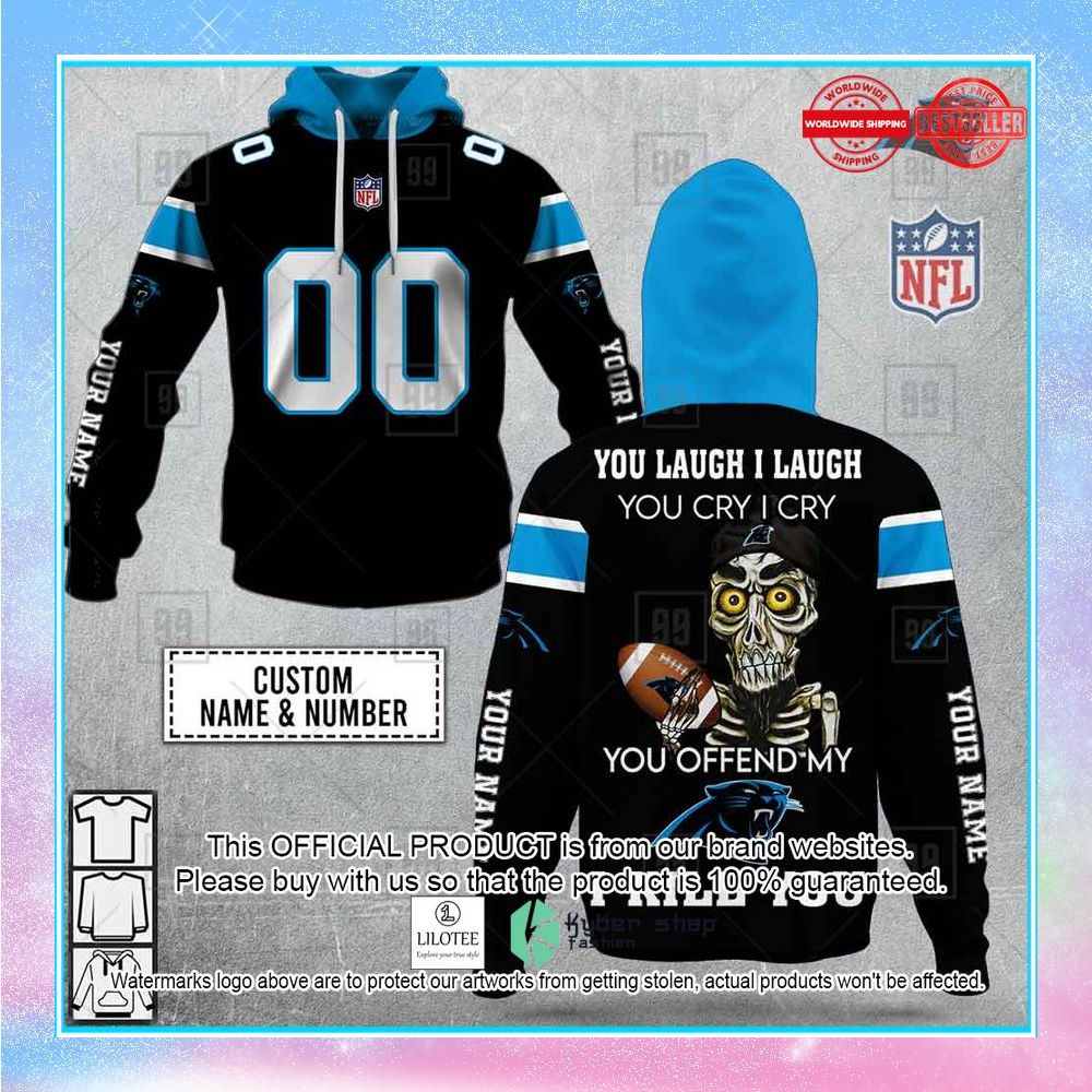 personalized nfl carolina panthers you laugh i laugh achmed shirt hoodie 1 683
