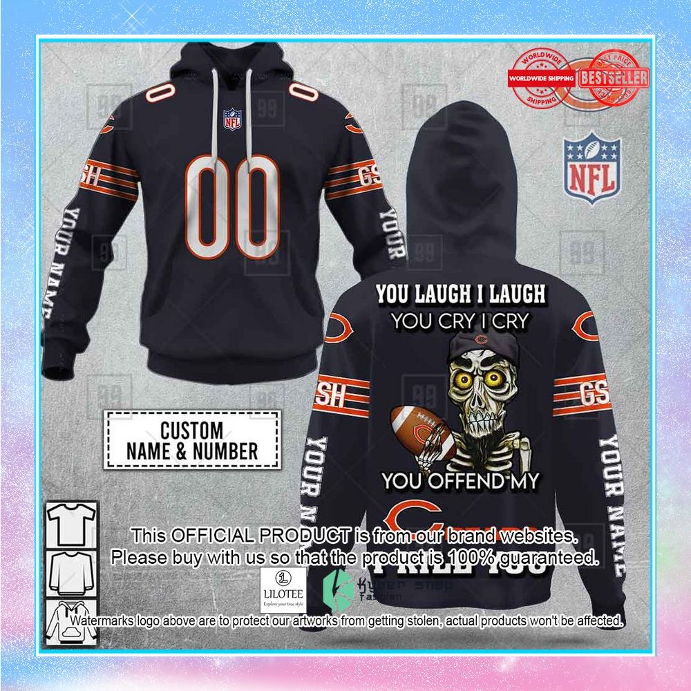 personalized nfl chicago bears you laugh i laugh achmed shirt hoodie 1 282