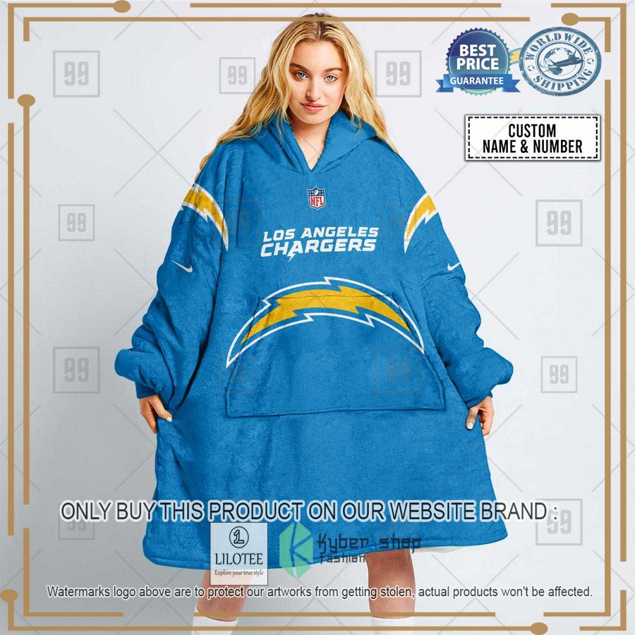 personalized nfl los angeles chargers oodie blanket hoodie 1 91563