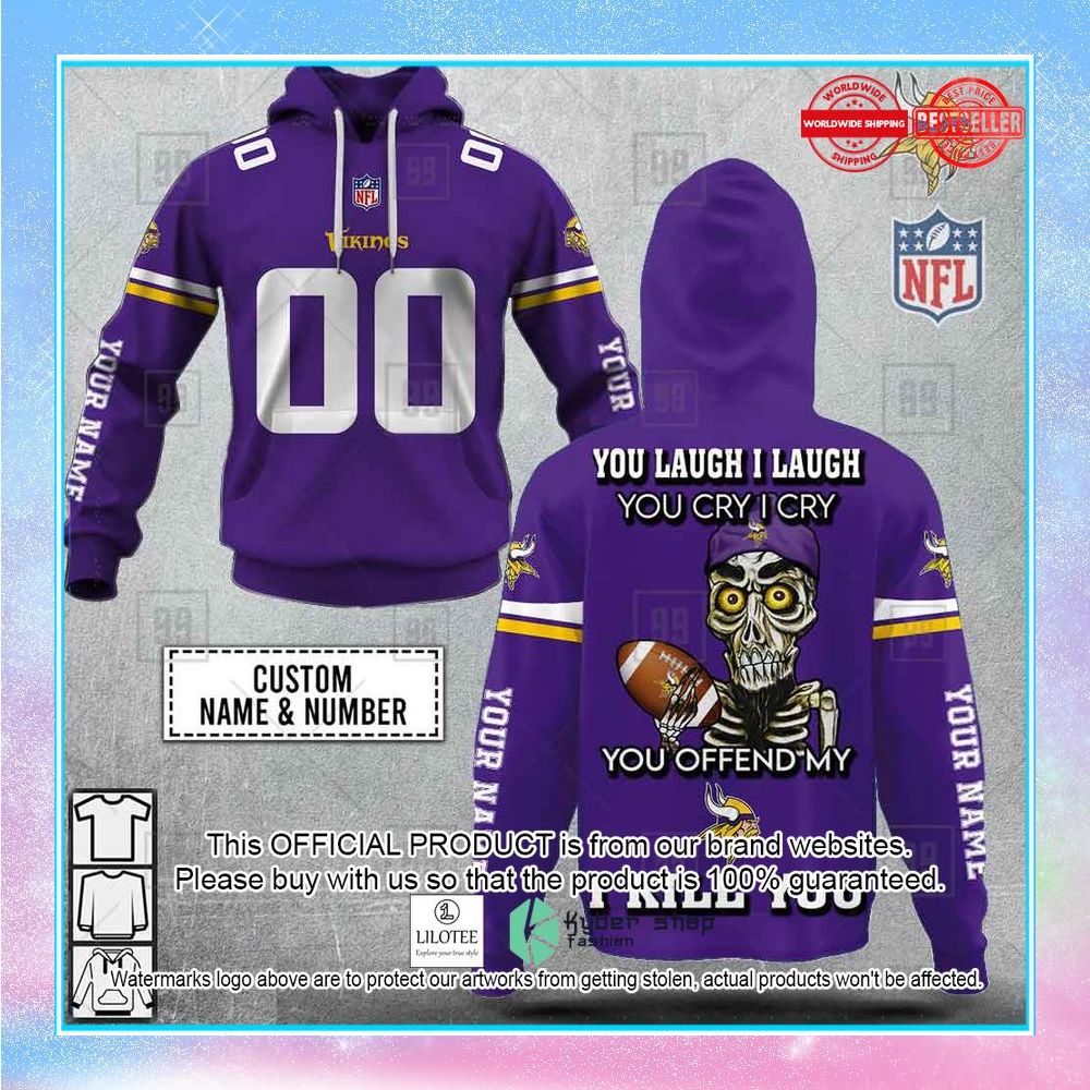 personalized nfl minnesota vikings you laugh i laugh achmed shirt hoodie 1 310