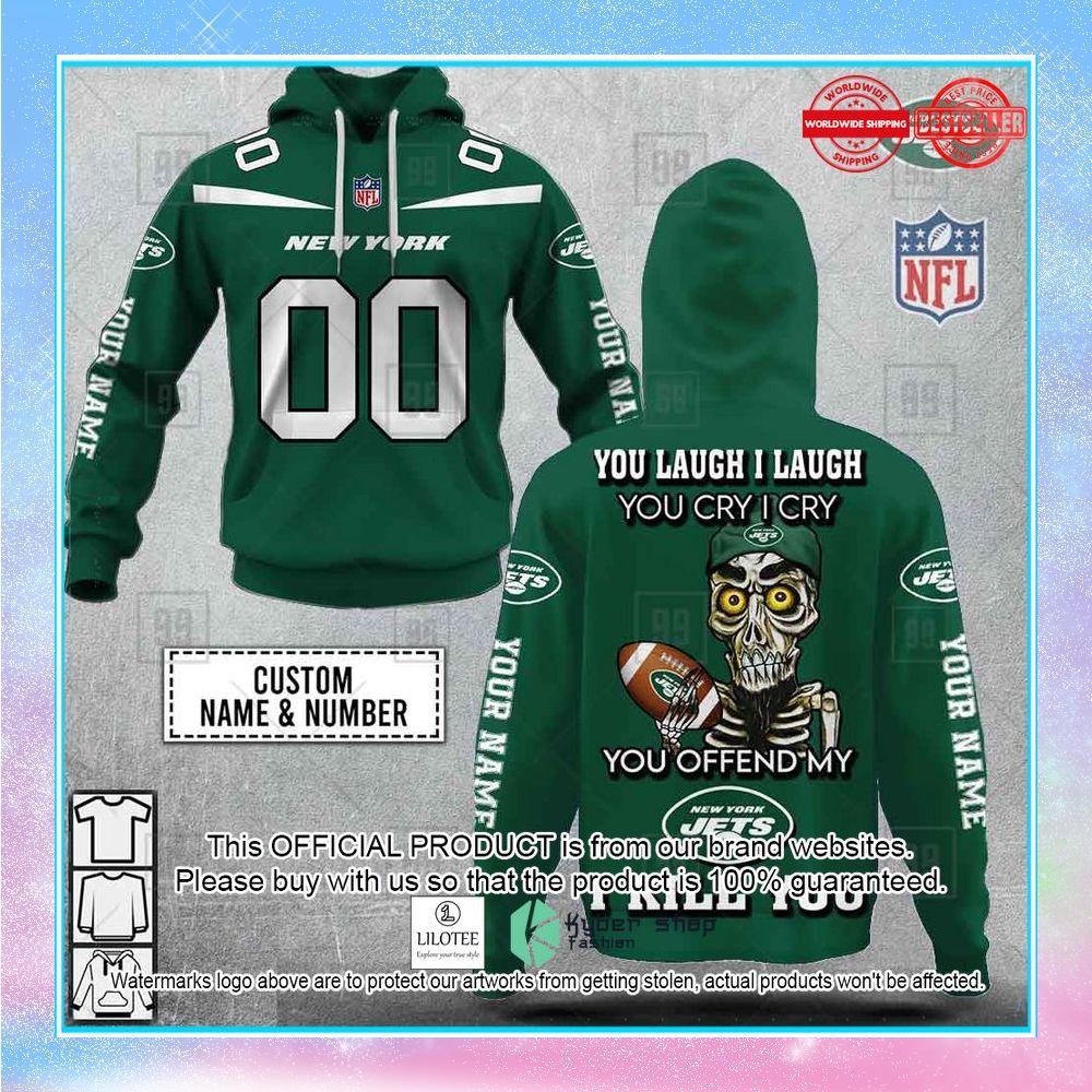 personalized nfl new york jets you laugh i laugh achmed shirt hoodie 1 263