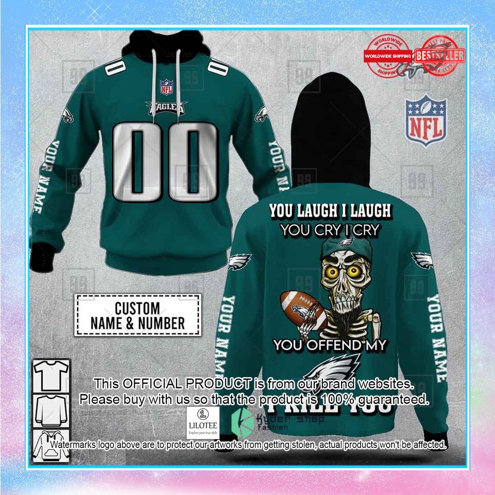 personalized nfl philadelphia eagles you laugh i laugh achmed shirt hoodie 1 191