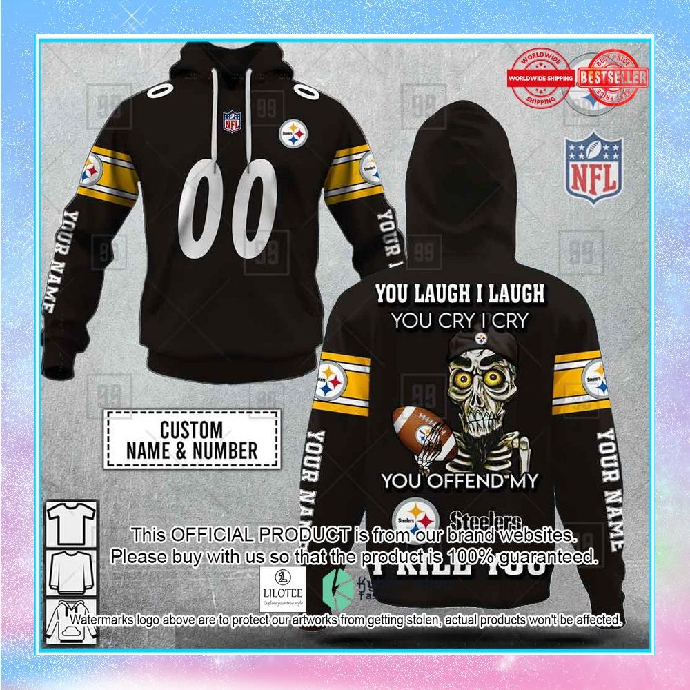 personalized nfl pittsburgh steelers you laugh i laugh achmed shirt hoodie 1 367