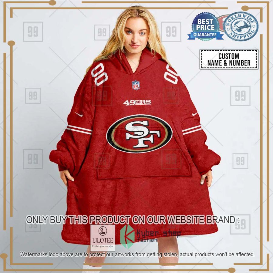 personalized nfl san francisco 49ers oodie blanket hoodie 1 26282