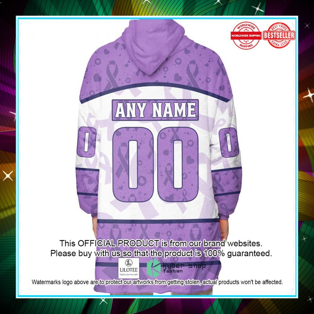 personalized nhl anaheim ducks special lavender fight cancer oodie blanket hoodie 2 236