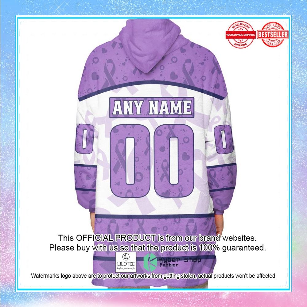 personalized nhl anaheim ducks special lavender fight cancer oodie blanket hoodie 2 551