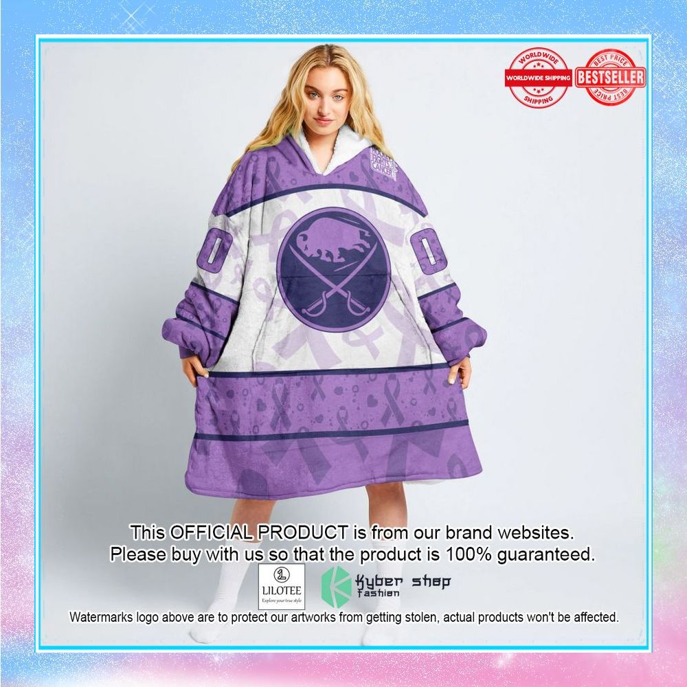 personalized nhl buffalo sabres special lavender fight cancer oodie blanket hoodie 1 268