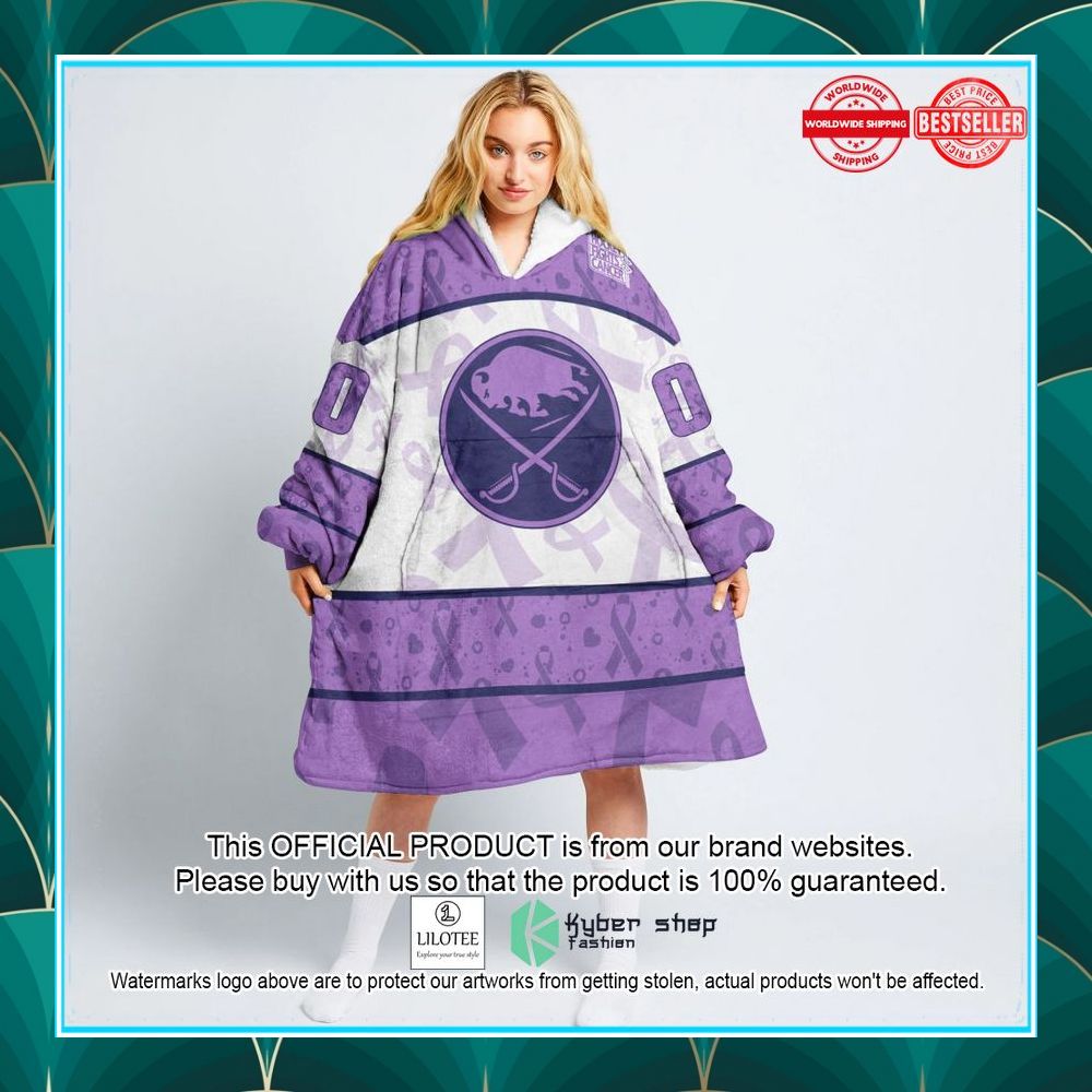 personalized nhl buffalo sabres special lavender fight cancer oodie blanket hoodie 1 397