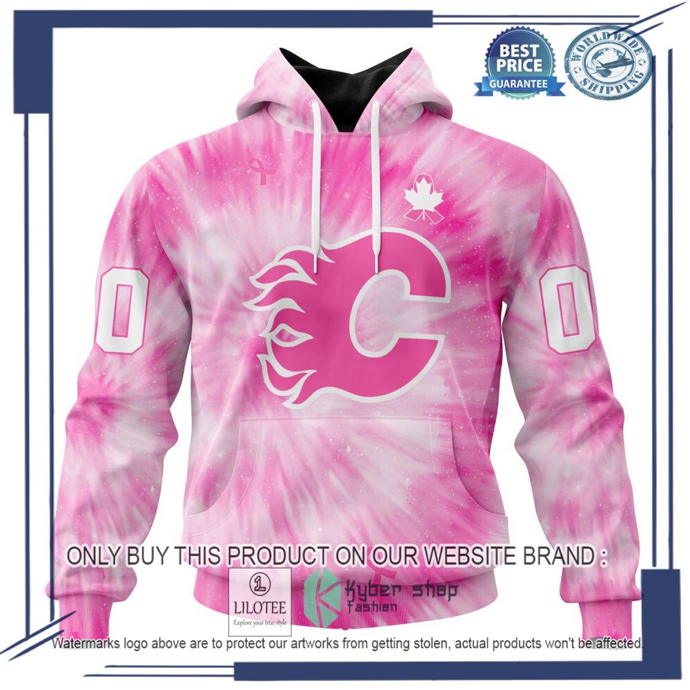 Personalized NHL Calgary Flames Special Pink Tie Dye Hoodie, Shirt 19