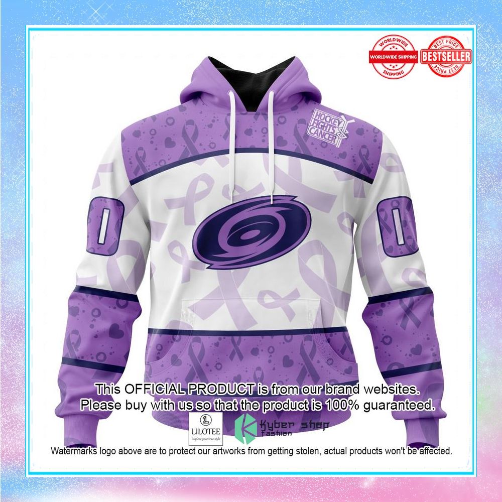 personalized nhl carolina hurricanes special lavender fight cancer shirt hoodie 1 765