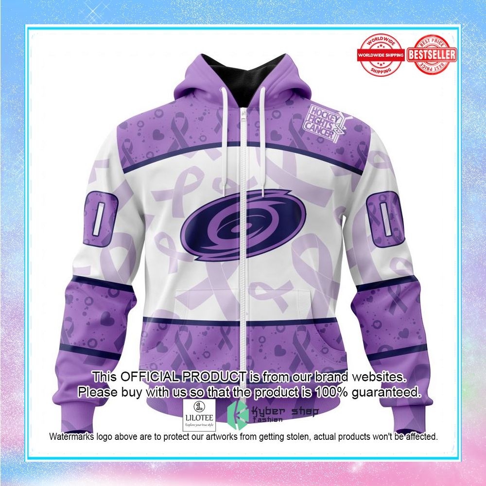 personalized nhl carolina hurricanes special lavender fight cancer shirt hoodie 2 687