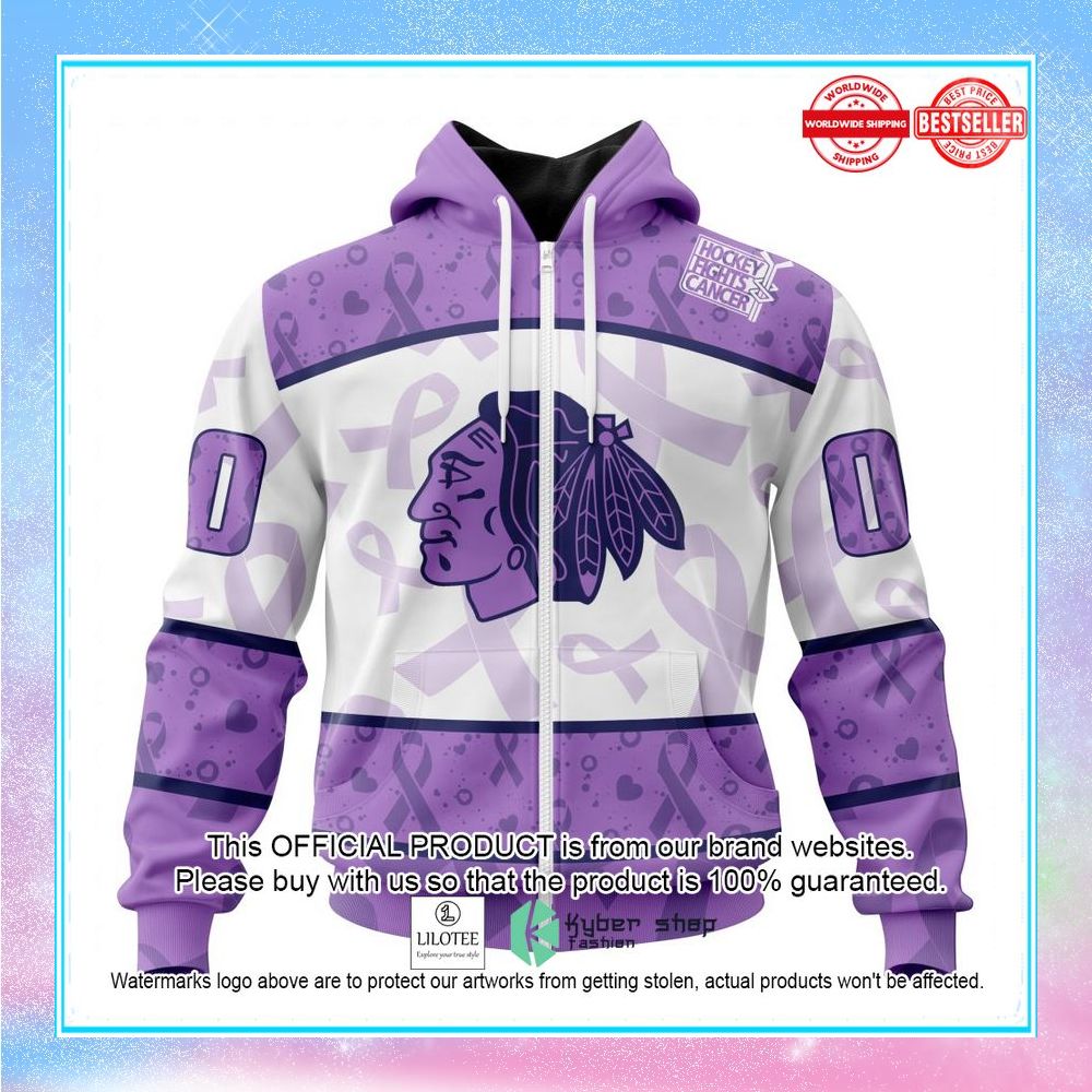 personalized nhl chicago blackhawks special lavender fight cancer shirt hoodie 2 261