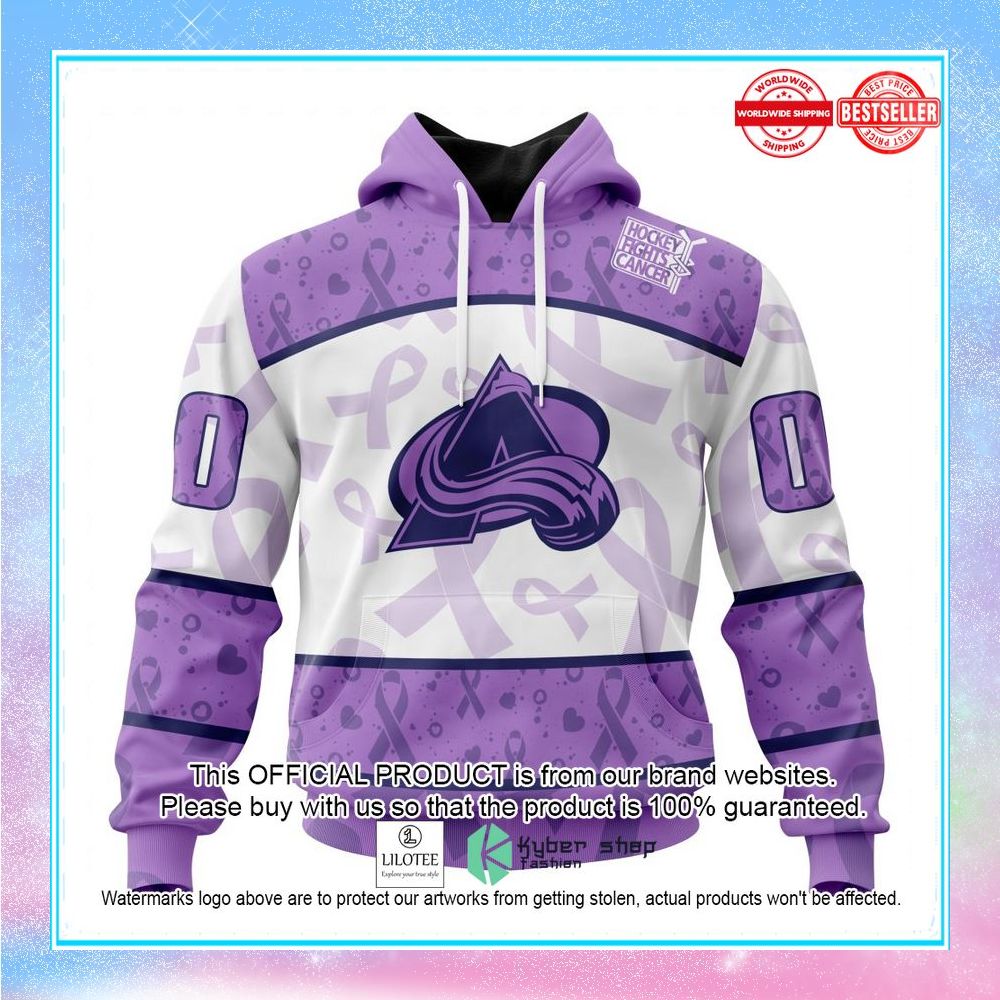 personalized nhl colorado avalanche special lavender fight cancer shirt hoodie 1 472