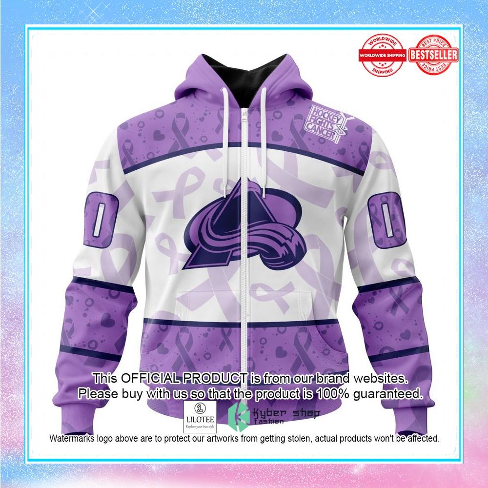 personalized nhl colorado avalanche special lavender fight cancer shirt hoodie 2 587