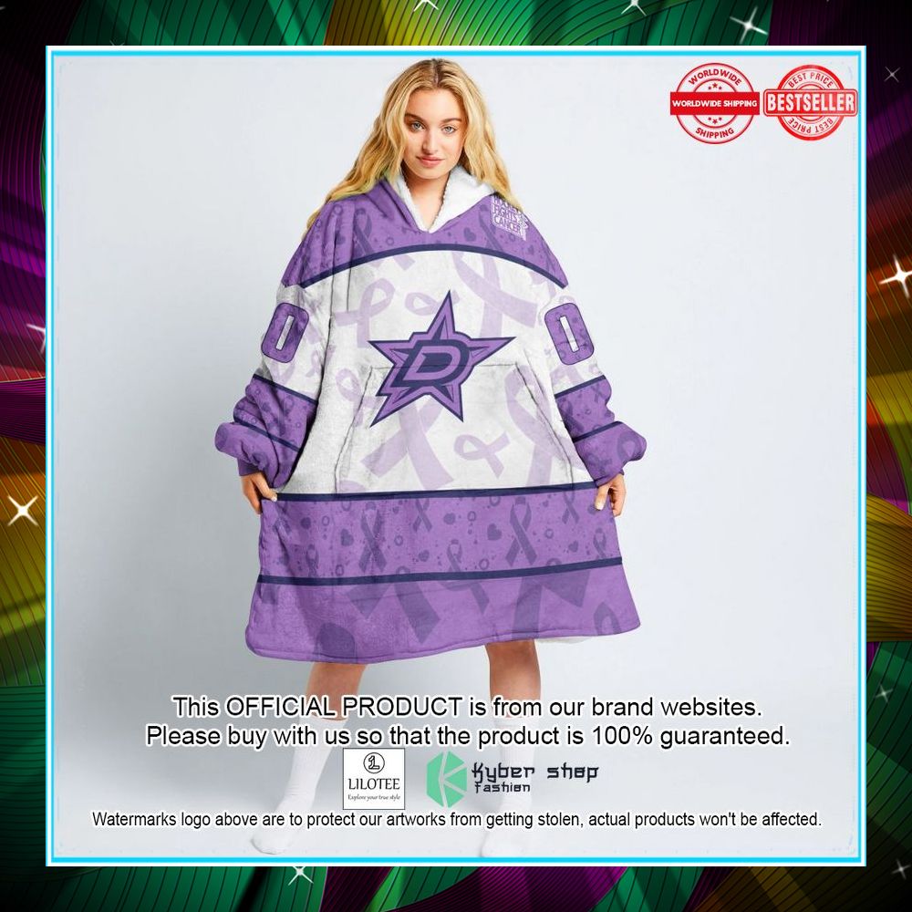 personalized nhl dallas stars special lavender fight cancer oodie blanket hoodie 1 440