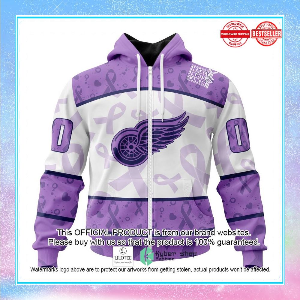 personalized nhl detroit red wings special lavender fight cancer shirt hoodie 2 222