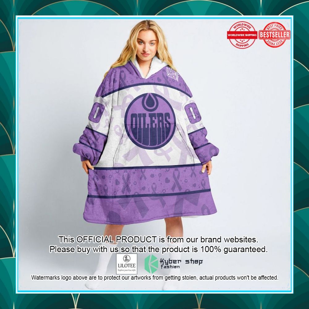 personalized nhl edmonton oilers special lavender fight cancer oodie blanket hoodie 1 176