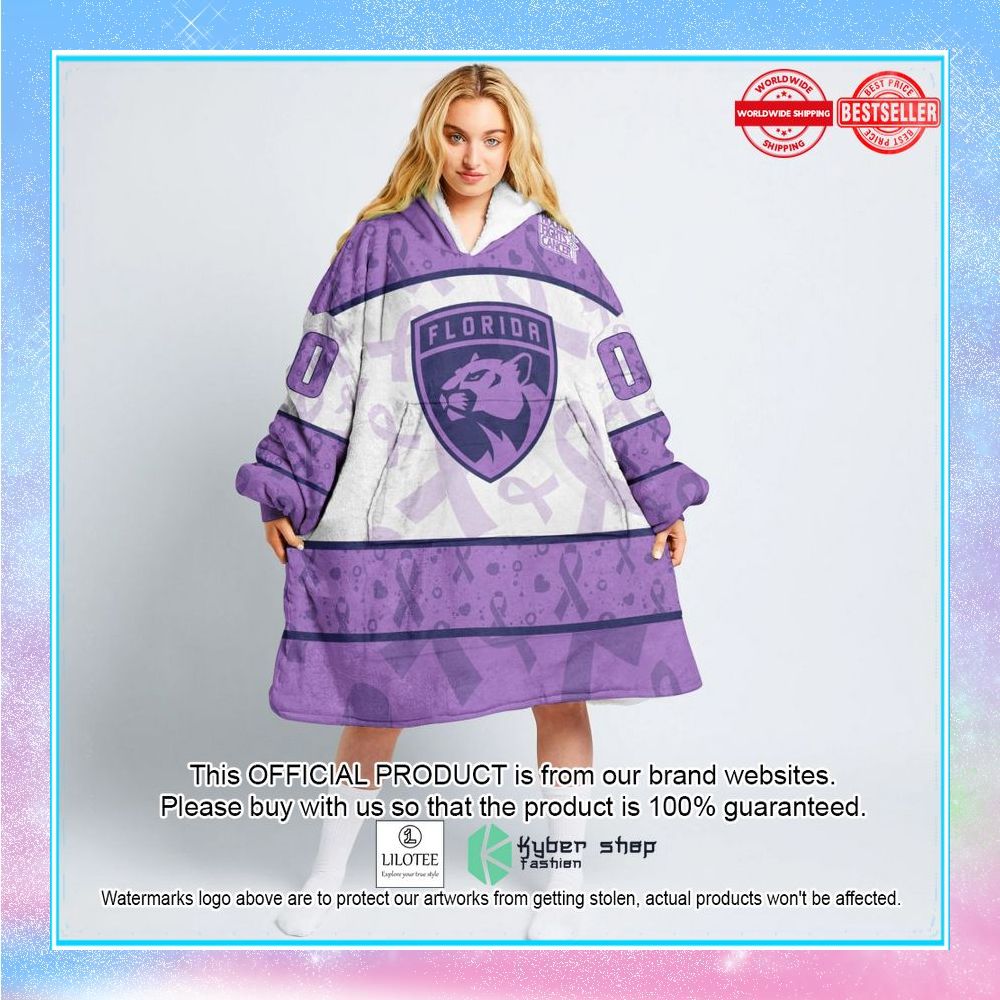 personalized nhl florida panthers special lavender fight cancer oodie blanket hoodie 1 293