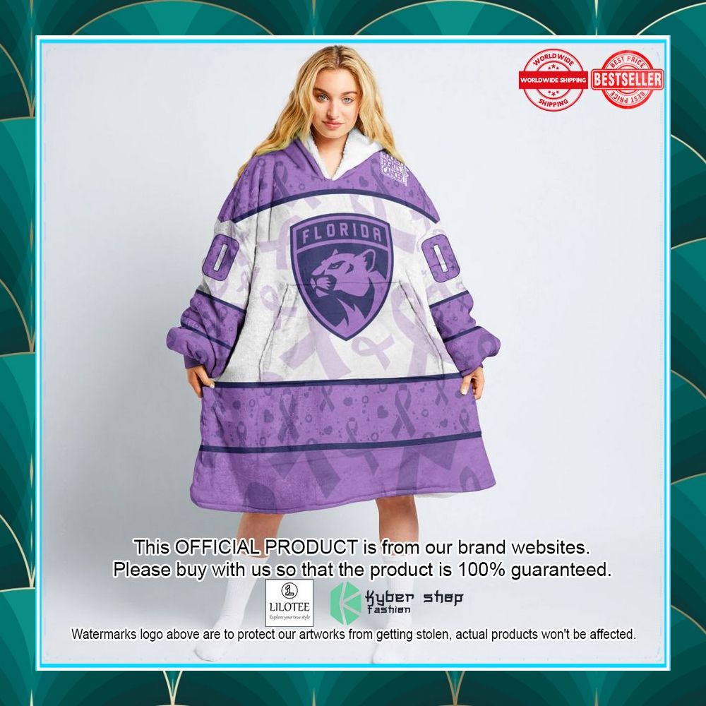 personalized nhl florida panthers special lavender fight cancer oodie blanket hoodie 1 433