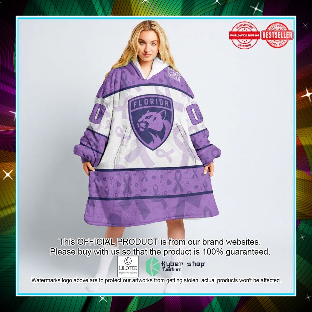 personalized nhl florida panthers special lavender fight cancer oodie blanket hoodie 1 607