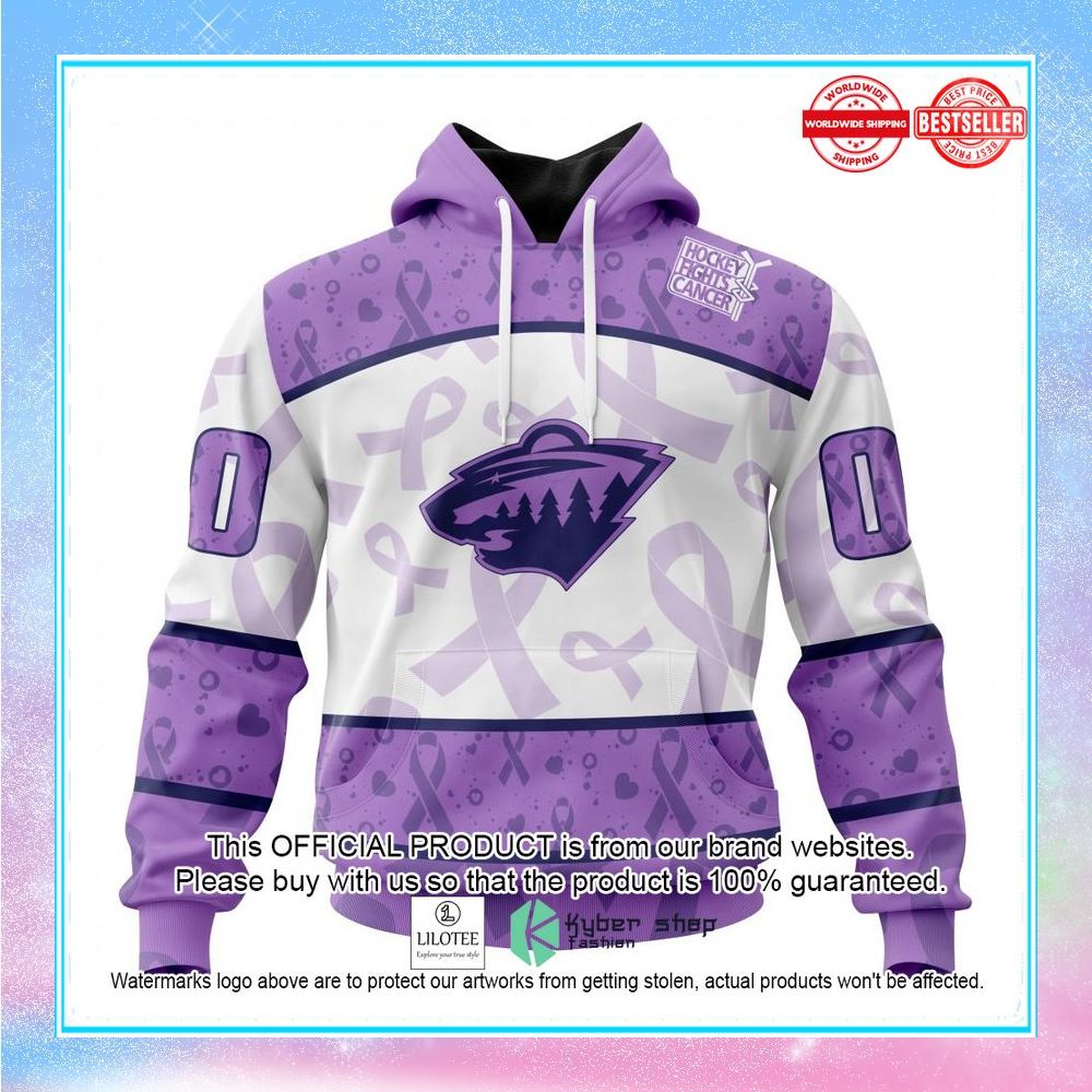 personalized nhl minnesota wild special lavender fight cancer shirt hoodie 1 748