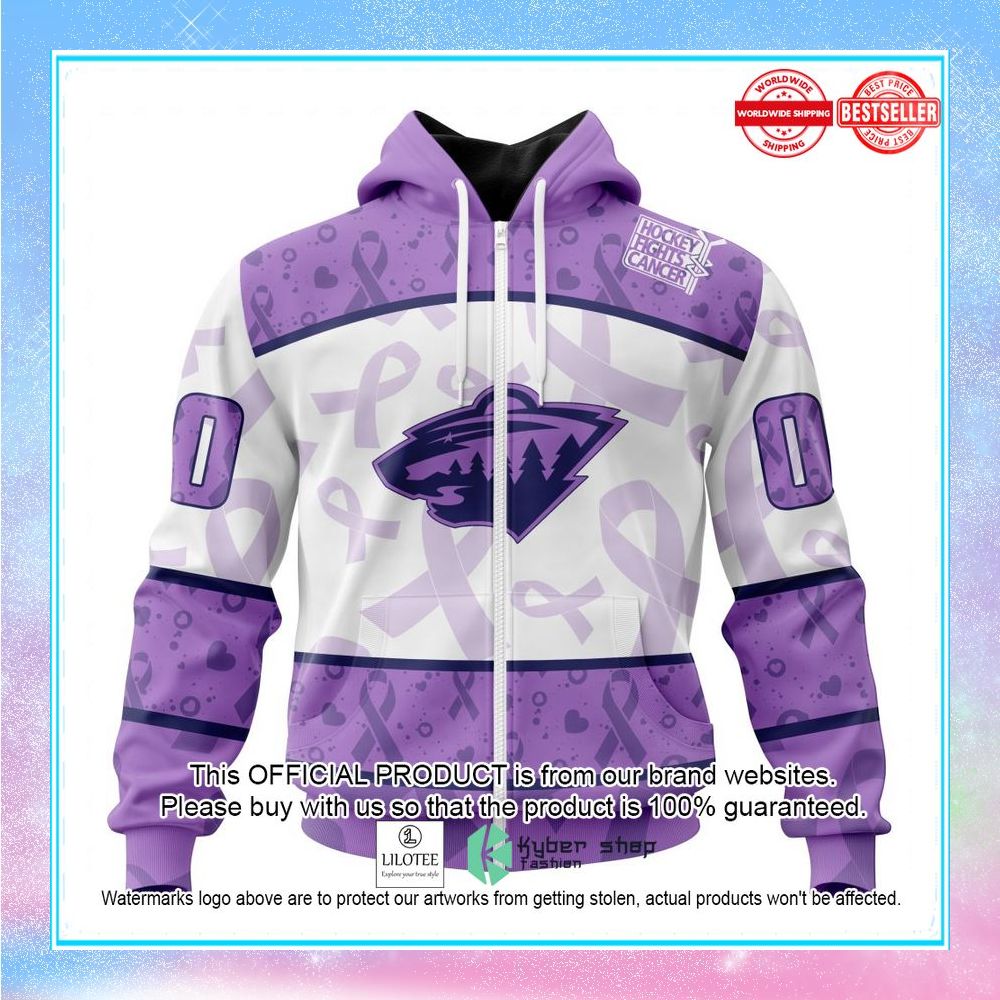 personalized nhl minnesota wild special lavender fight cancer shirt hoodie 2 467