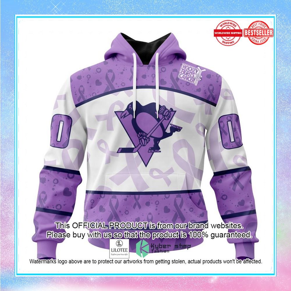 personalized nhl pittsburgh penguins special lavender fight cancer shirt hoodie 1 734